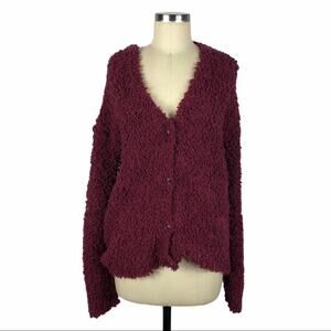 RXB Wine Cozy Popcorn Button Down Cardigan S NWT